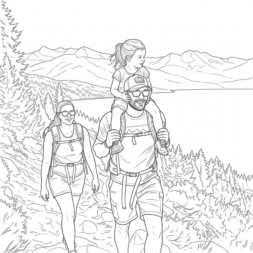 Pets and adventures: coloring page