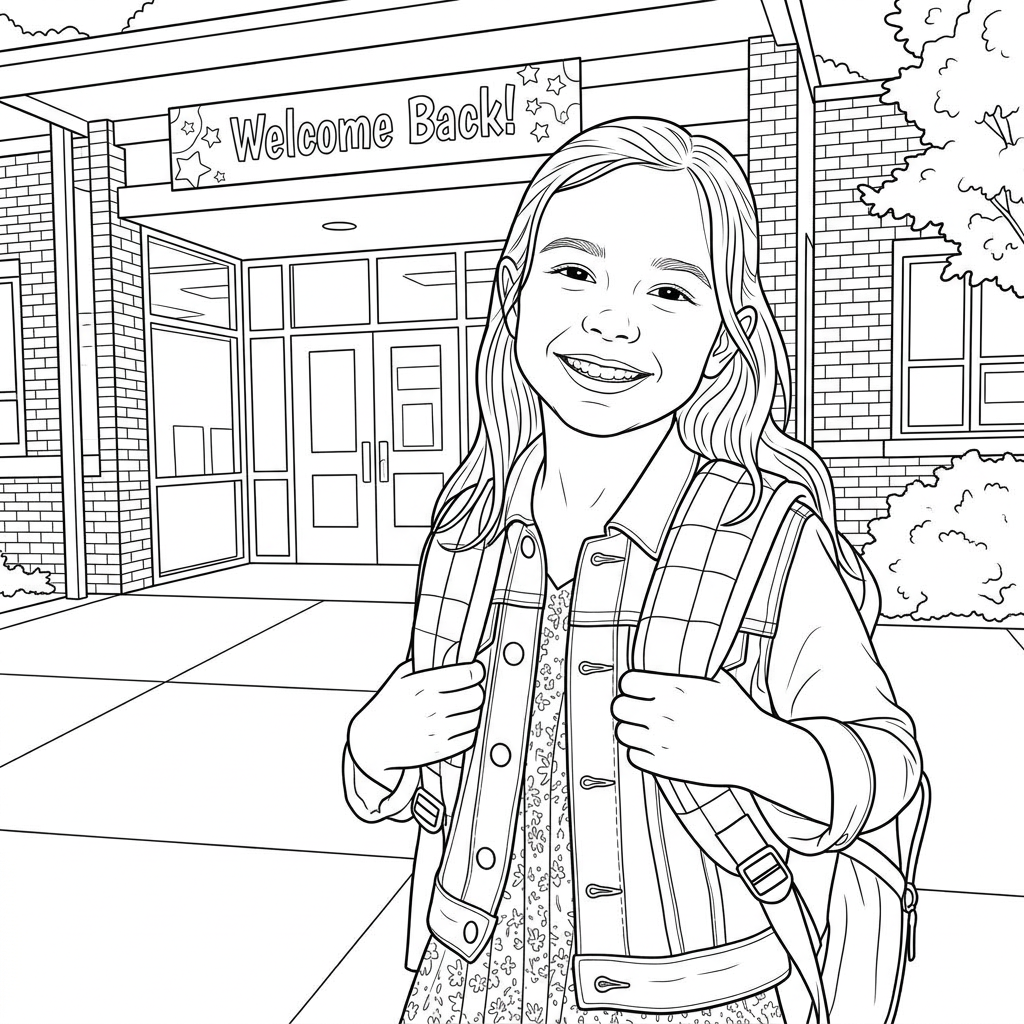 School Memories: coloring page
