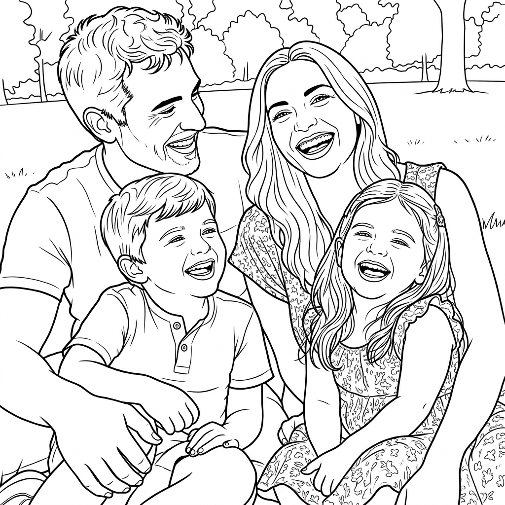 Family memories: coloring page